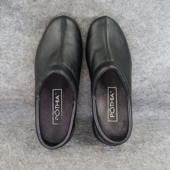 Pothia Shoes Womens 37 Clog Slip On Comfort Walking Work Leather Black Classic - Picture 5 of 14